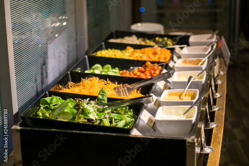 Colorful fresh salad bar healthy food