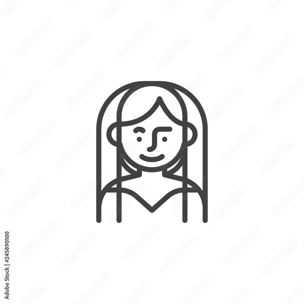 Woman in bride veil line icon. linear style sign for mobile concept and web design. Wedding bride character outline vector icon. Symbol, logo illustration. Pixel perfect vector graphics