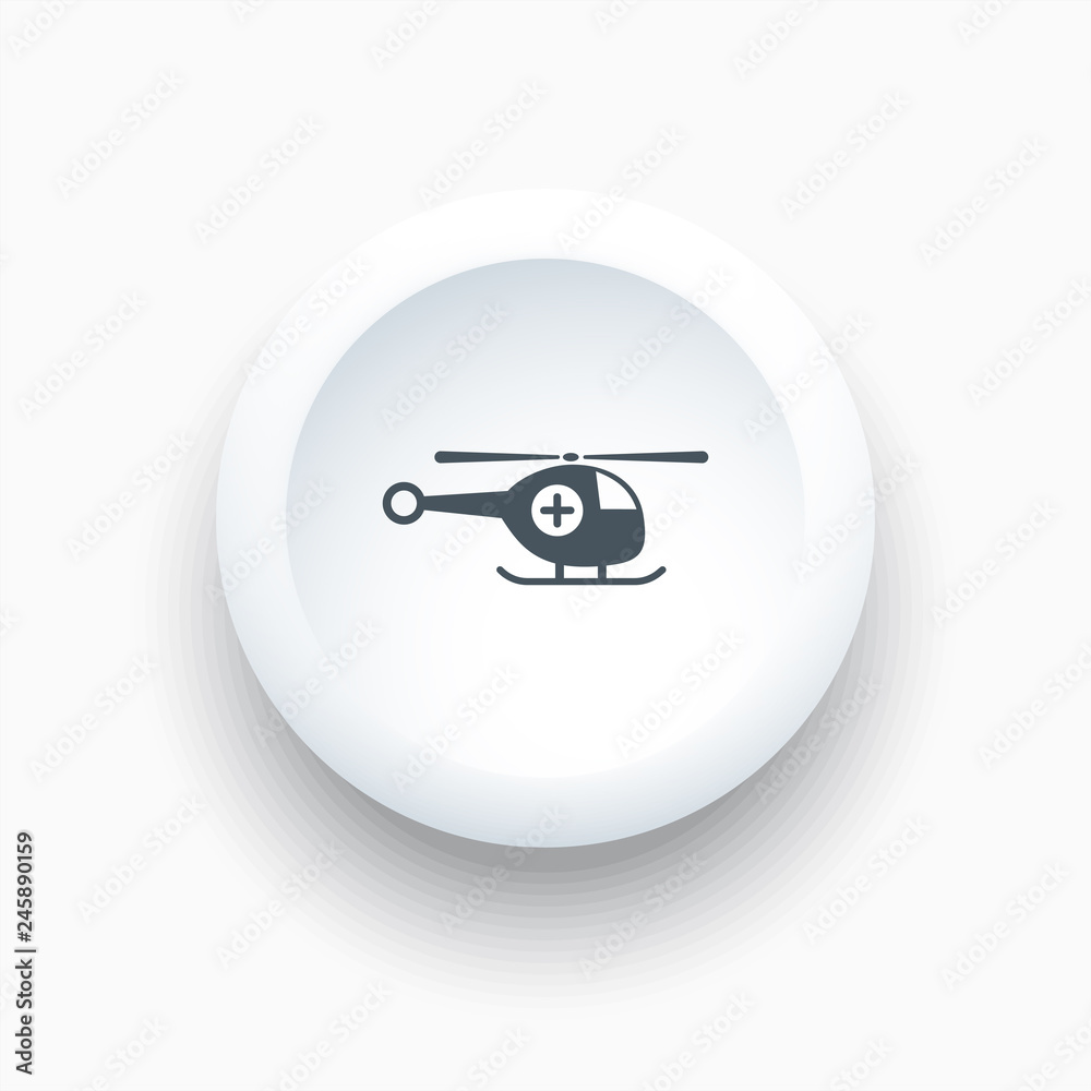 Emergency helicopter icon on a white button Emergency helicopter icon on a white button