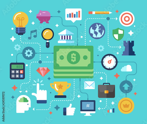 Wallpaper Mural Finance, Banking, Investment, Savings. Flat design modern vector illustration concept. Torontodigital.ca