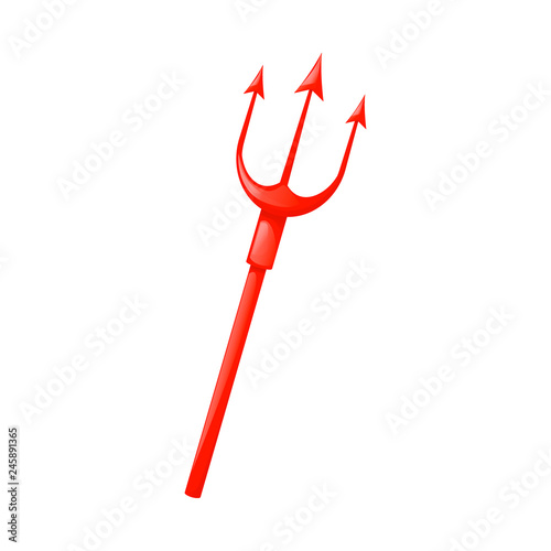 Red Trident devil evil halloween fork spear carnival holiday mythology vector illustration.