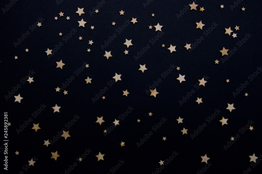 Decorative stars on a dark blue background. The Night Sky Concept Decorative stars on a dark blue background. The Night Sky Concept