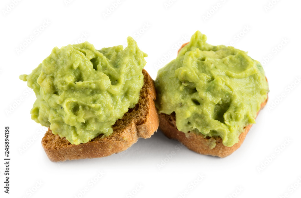 Canapes with bread and guacamole Canapes with bread and guacamole