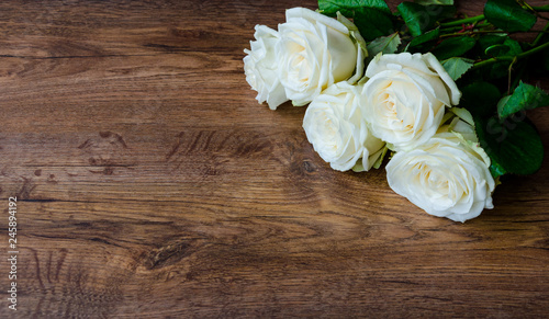 rose flowers on a wooden background