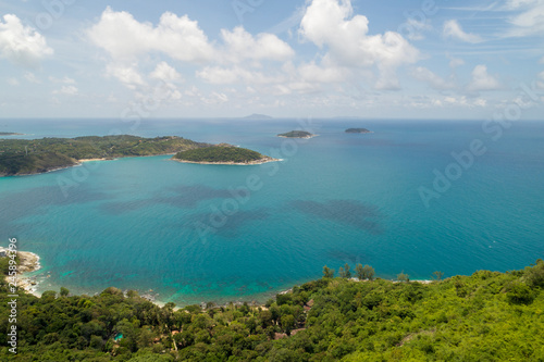Aerial drone bird's eye view photo of tropical sea with Beautiful island © panya99