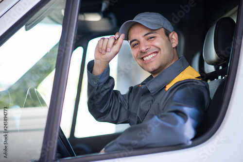 Smiling van driver portrait