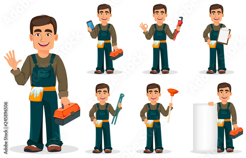 Professional plumber in uniform.
