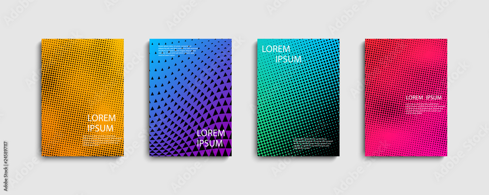 Set of trendy abstract covers with for composition background. Trendy design for posters. Futuristic design.