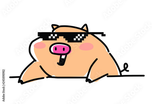 pig; pop; star; musician; DJ; meme; pixel points; 8 bits; cute; rock; design; pork; isolated; pink; singer; artist; vector; piggy; illustration; fun; swine; cartoon; funny; karaoke; musical; cheerful;