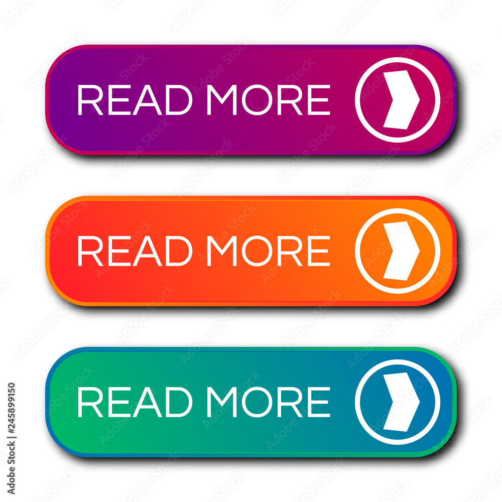 Set of three modern gradient buttons with shadows Set of three modern gradient buttons with shadows