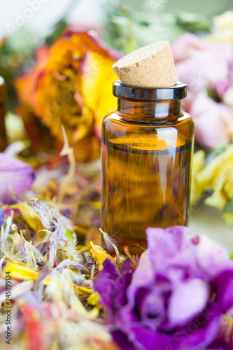Essential oils, aromatherapy, dry flowers