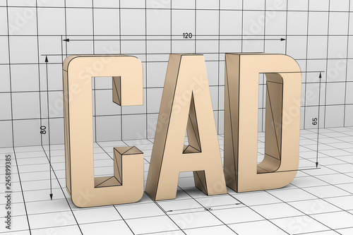 Konstfotografi 3D Illustration CAD Gitternetz grau