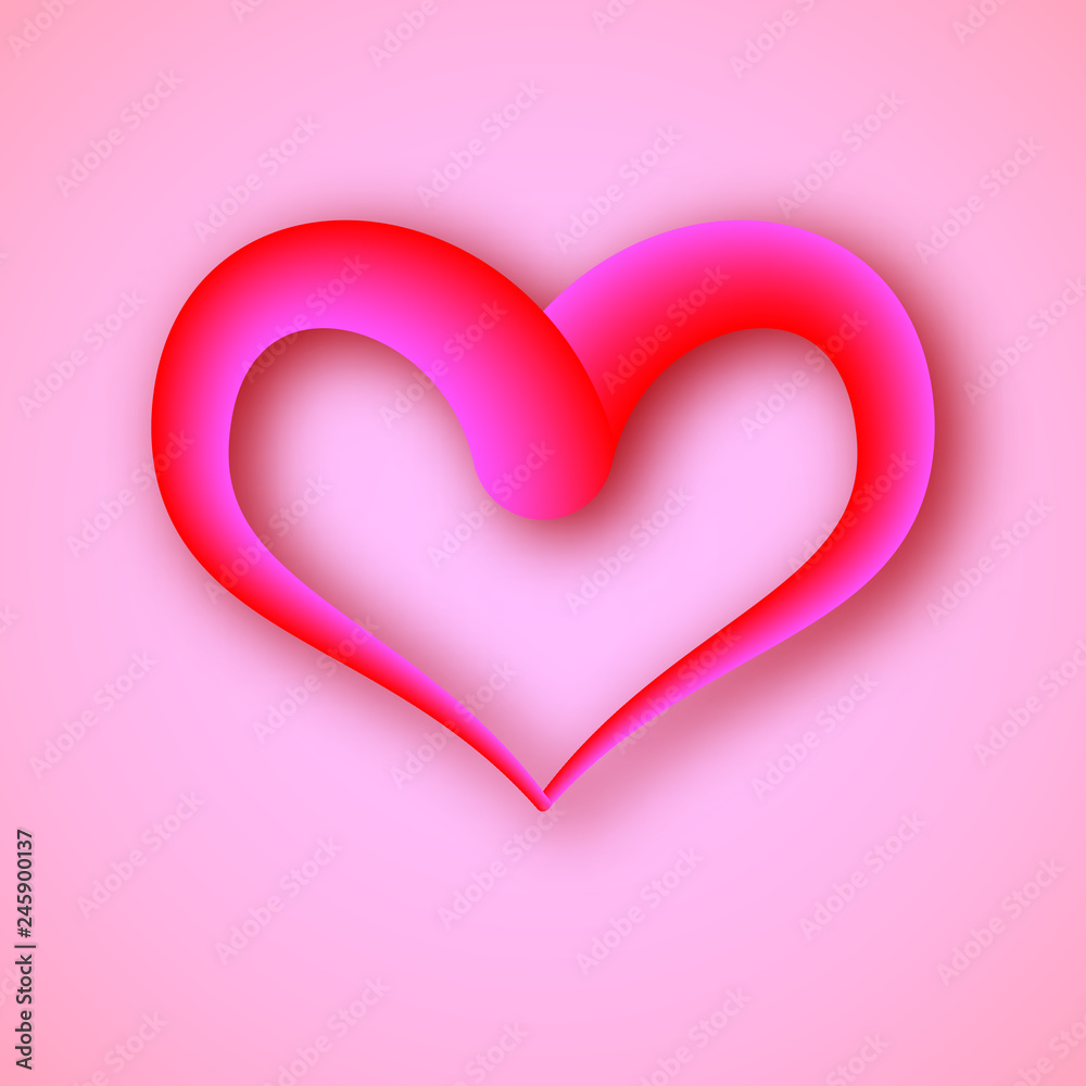 Big red heart on a pink background