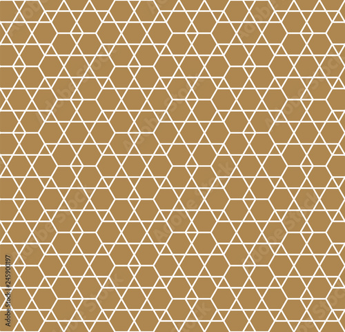 Linear Seamless Geometric Pattern In Brown Color.