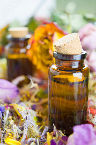 Essential oils, aromatherapy, dry flowers