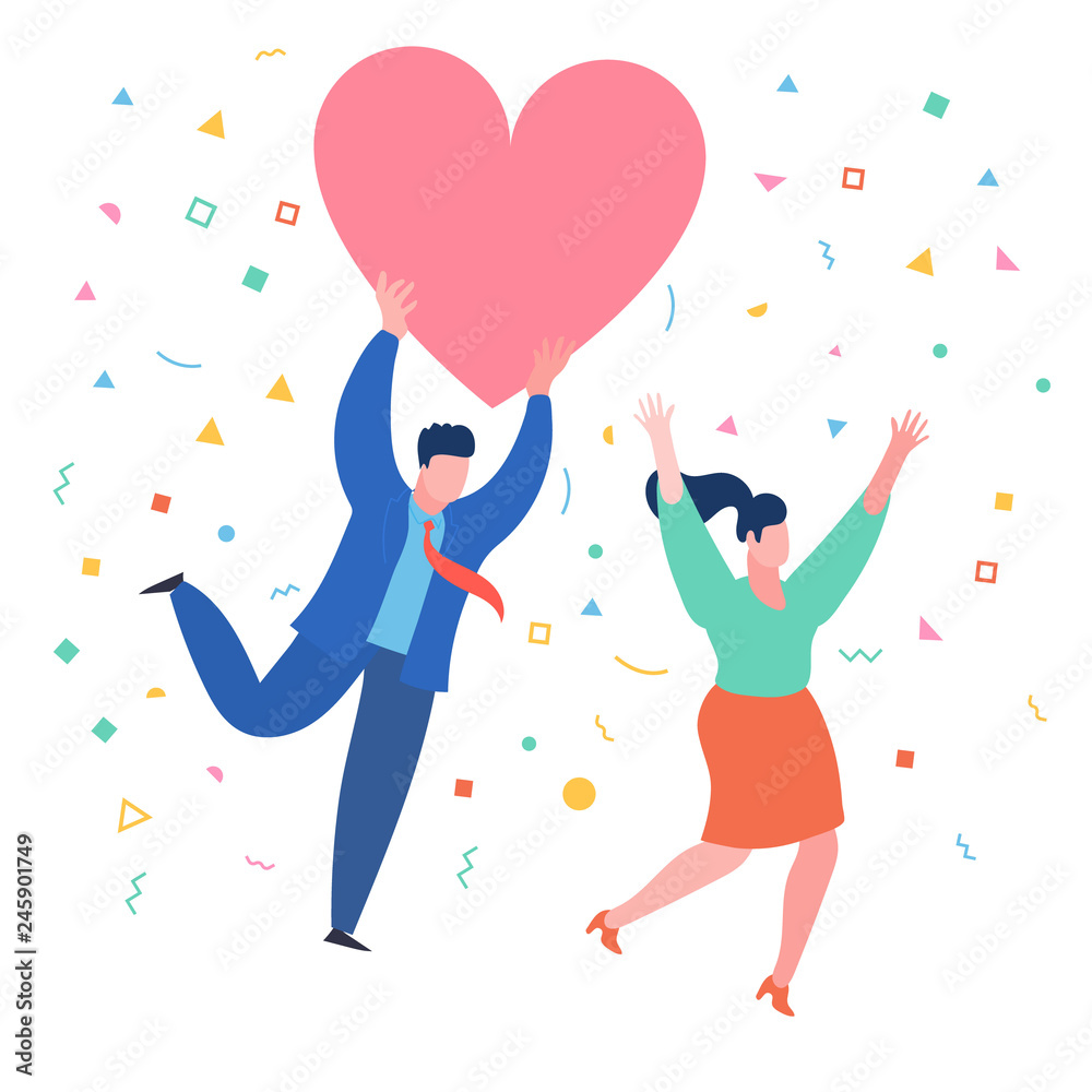 A man with a heart in his hands pursuit a woman. Valenine day. Love and relationship. A man with a heart in his hands pursuit a woman. Valenine day. Love and relationship.