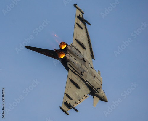 Fotografie Eurofighter Typhoon British air forces during aerobatic training before aviation