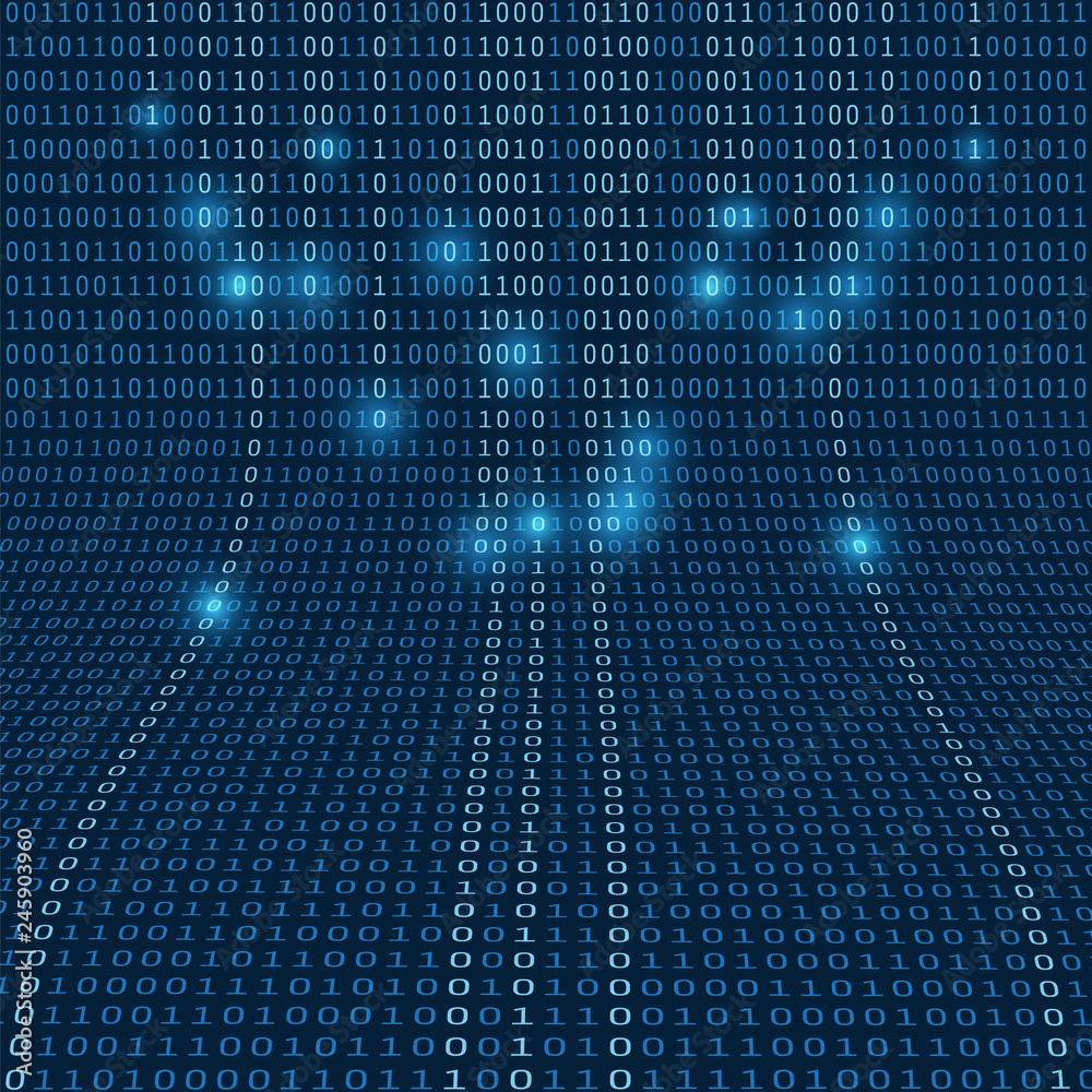 Digital Matrix, Bits Pattern, Ones and Zeros Abstract Modern 3D