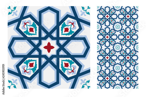 vintage tiles Portuguese patterns antique seamless design in Vector illustration