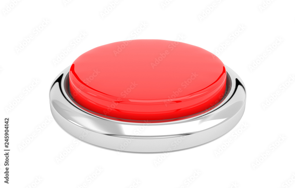Red push button. Alert element. 3d render illustration Red push button. Alert element. 3d render illustration
