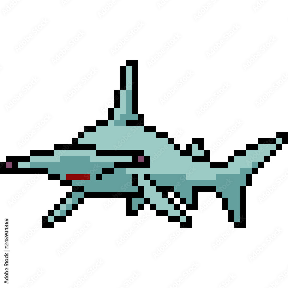 Fototapeta premium vector pixel art hammerhead shark