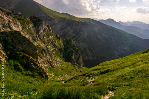 Mountain trail between the hills. Western Tatras. Poland.