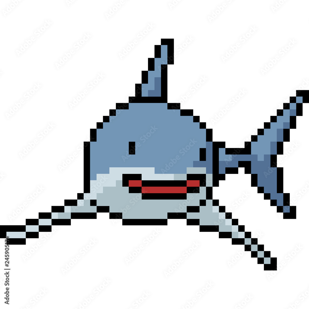 Obraz premium vector pixel art shark smile