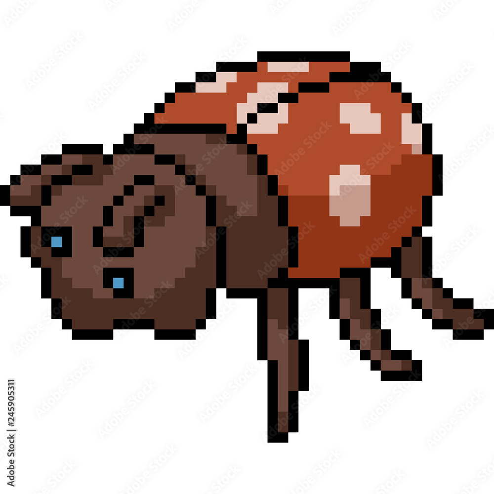 vector pixel art ladybug