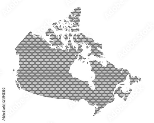 Karte von Kanada auf grobem Gewebe