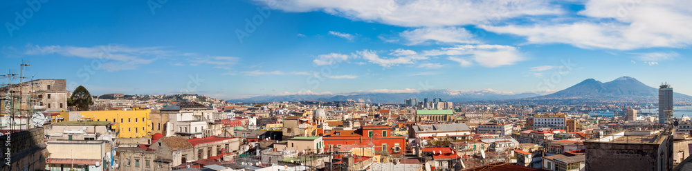 Panorama of Naples, Italy with Mount Vesuvius