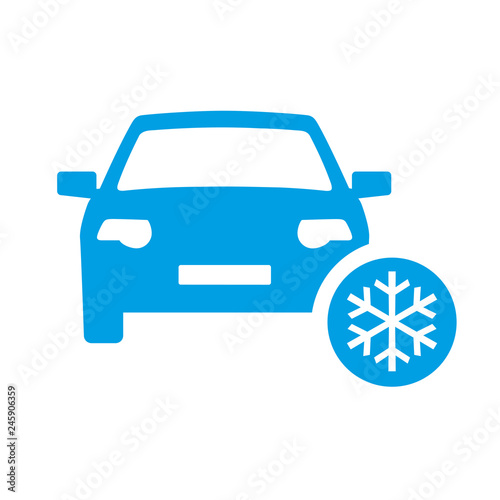 Auto mit Schnee- und Glättesymbol - Vektor icon