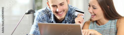 Banner of couple paying online with credit card