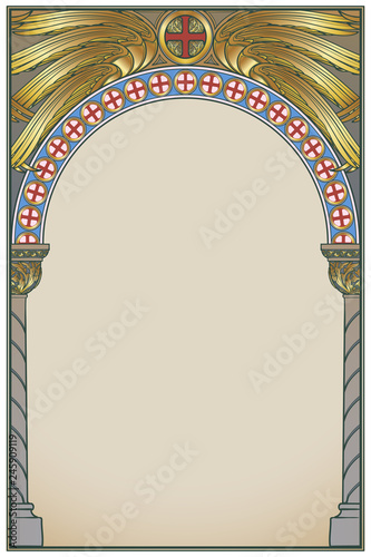 Tablou pe pânză Early medieval Byzantine style round arch