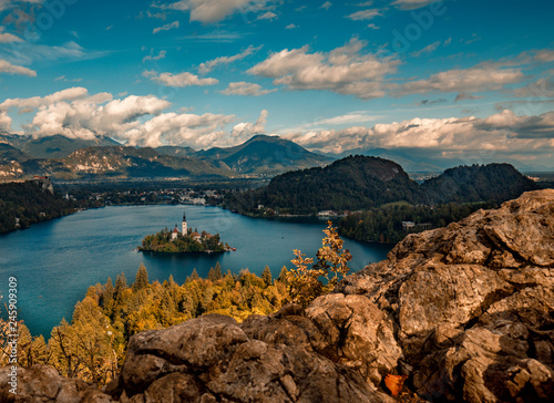 Lake bled, Slovenia with island in autumn