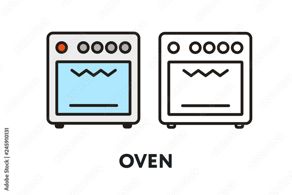 Kitchen Oven Vector Flat Line Stroke Icon Kitchen Oven Vector Flat Line Stroke Icon