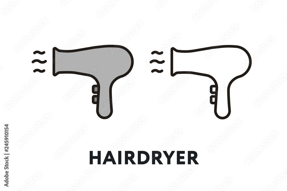 Hairdryer Vector Flat Line Stroke Icon Hairdryer Vector Flat Line Stroke Icon