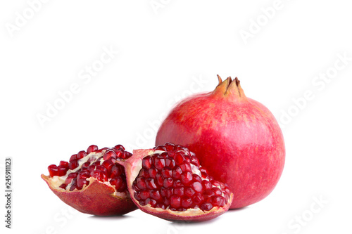 Ripe pomegranates isolated on a white background