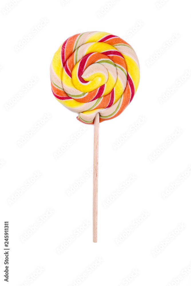Colorful lollipop isolated on white background. Studio shot
