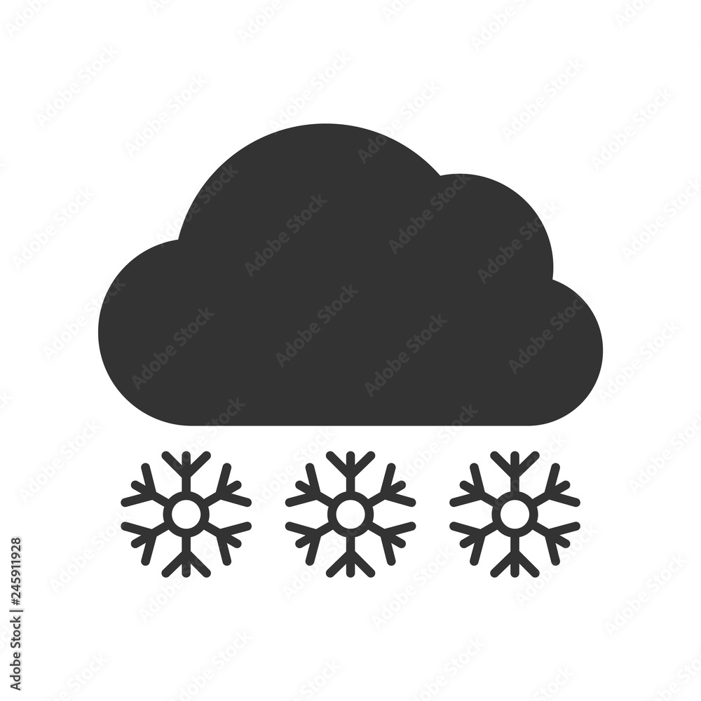 Dark Cloud with snowfall Icon on white background Dark Cloud with snowfall Icon on white background