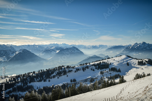 Incredible view on Swiss Alps as seen from top of Mount Rigi  Queen of the Mountains