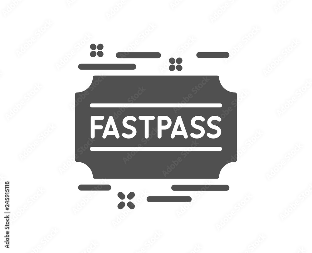 Fastpass icon. Amusement park ticket sign. Fast track symbol. Quality design element. Classic style icon. Vector Fastpass icon. Amusement park ticket sign. Fast track symbol. Quality design element. Classic style icon. Vector