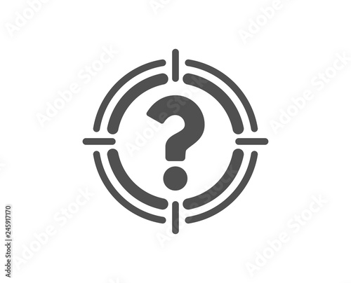 Target with Question mark icon. Aim symbol. Help or FAQ sign. Quality design element. Classic style icon. Vector