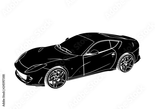 vector sport car silhouette with white lines