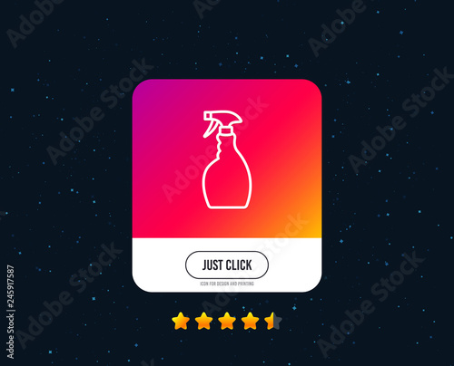 Cleaning spray line icon. Washing liquid or Cleanser symbol. Housekeeping equipment sign. Web or internet line icon design. Rating stars. Just click button. Vector