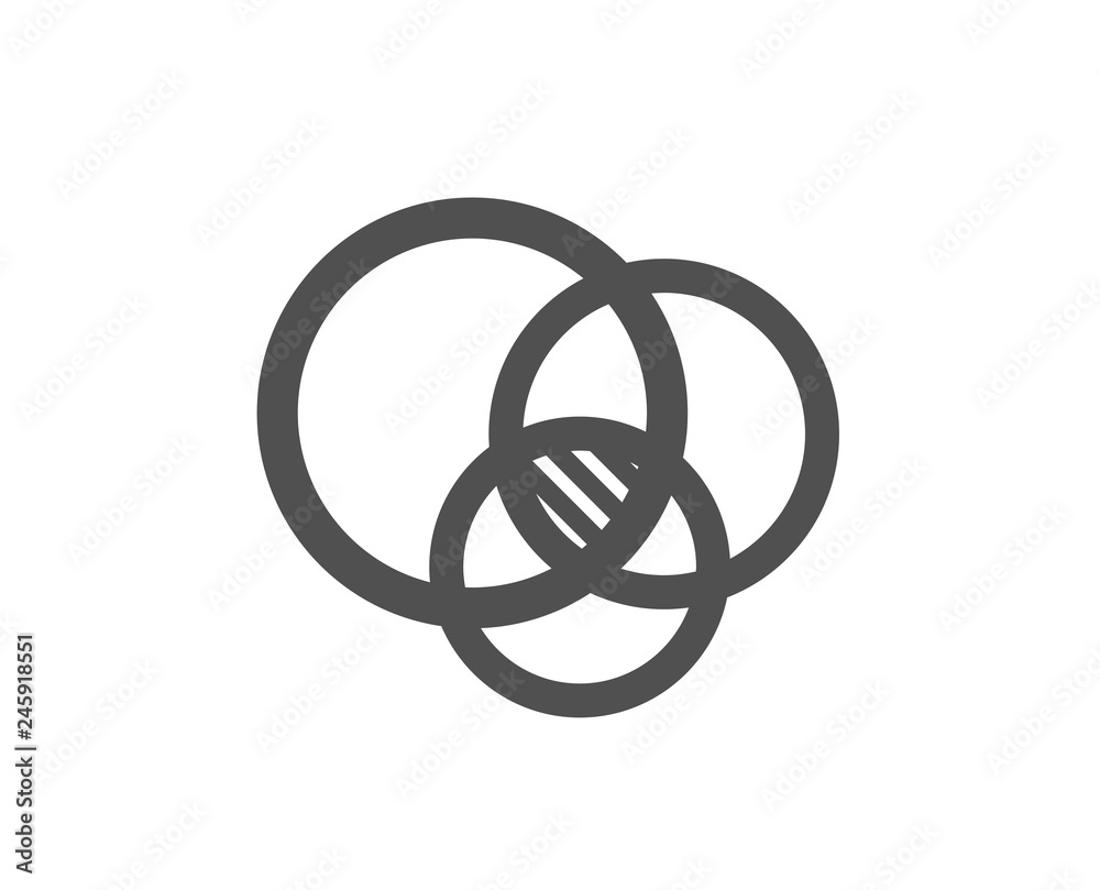 Euler diagram icon. Eulerian circles sign. Relationships chart symbol. Quality design element. Classic style icon. Vector