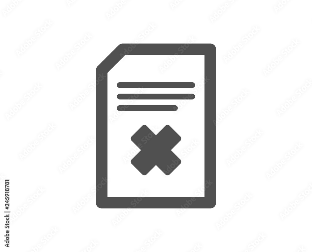 Remove Document icon. Delete Information File sign. Paper page concept symbol. Quality design element. Classic style icon. Vector Remove Document icon. Delete Information File sign. Paper page concept symbol. Quality design element. Classic style icon. Vector