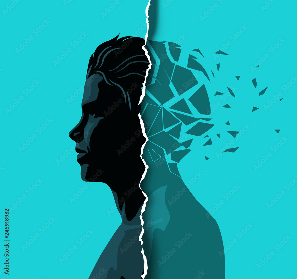 A adult male dealing with mental health issues. Anxiety, mindfulness