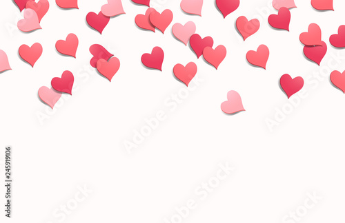 Heart shaped confetti isolated background. Valentine's Day vector illustration