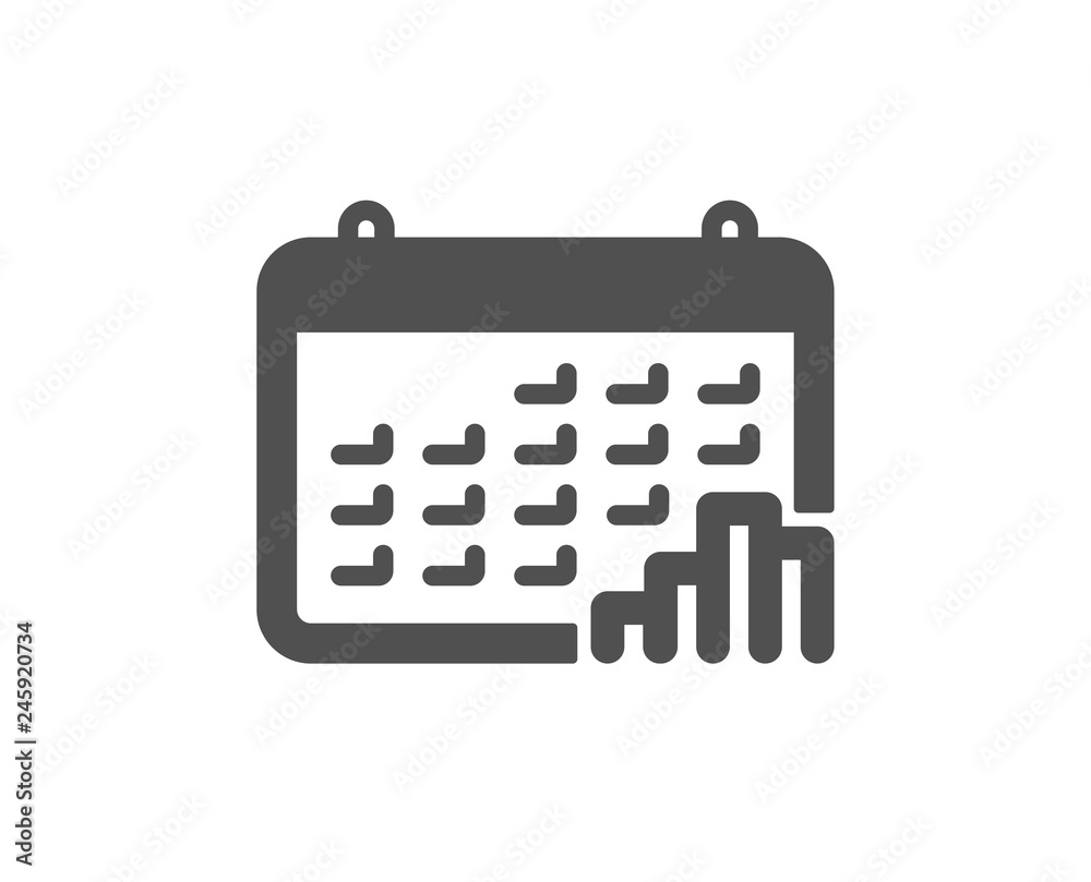 Calendar graph icon. Column chart sign. Growth diagram symbol. Quality design element. Classic style icon. Vector Calendar graph icon. Column chart sign. Growth diagram symbol. Quality design element. Classic style icon. Vector