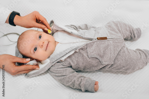 Hearing Test baby , Cortical auditory evoked potential analyzer. hearing screening photo